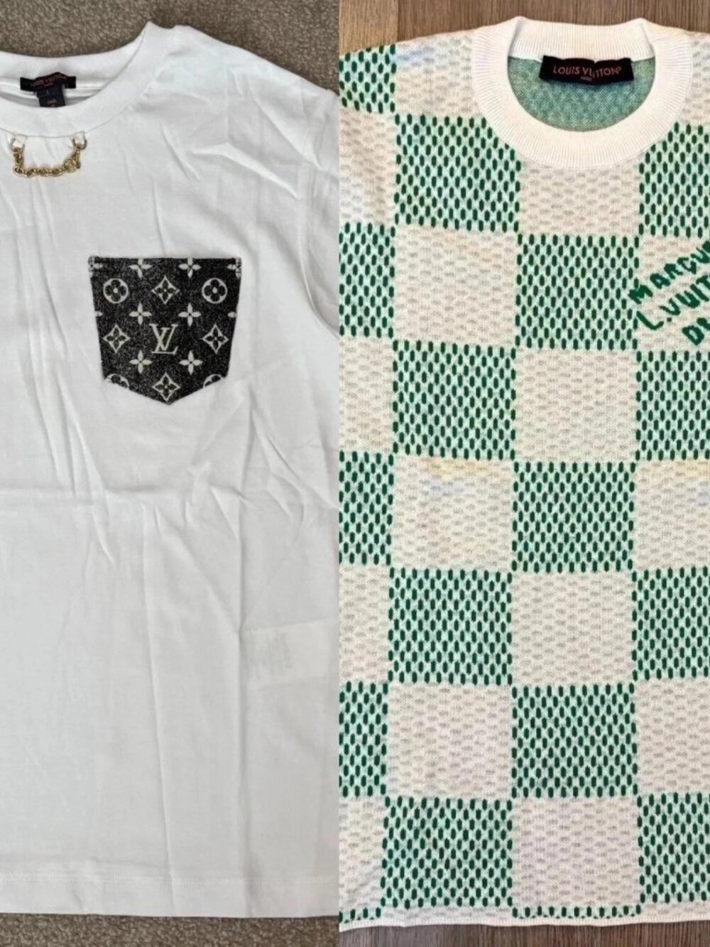 Celine Prada Dior or Other Lot of 2 Luxury Shirts womens white tee L knit tee S